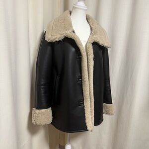 ZARA Black and Cream Shearling Jacket